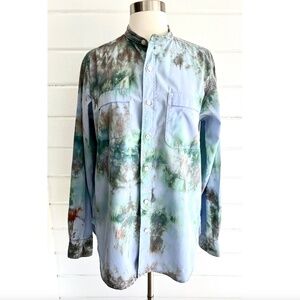 ENGINEERED GARMENTS Tie Dyed Button Down Band Collar Shirt - S